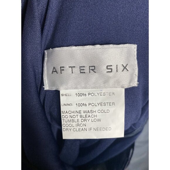 After Six Halter Midi Dress With Draped Tulip Skirt In Midnight Navy Size 16 - Picture 7 of 9